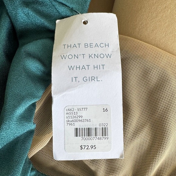 Cacique Swim Lightly Lined No-Wire Relaxed One-Shoulder Ruffle Tankini Top 16 - Picture 11 of 12